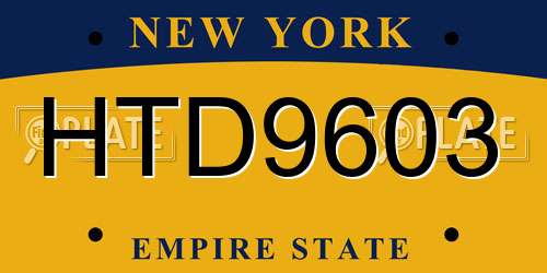 HTD9603 New York License Plate