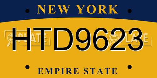 HTD9623 New York License Plate