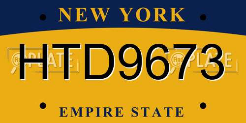 HTD9673 New York License Plate