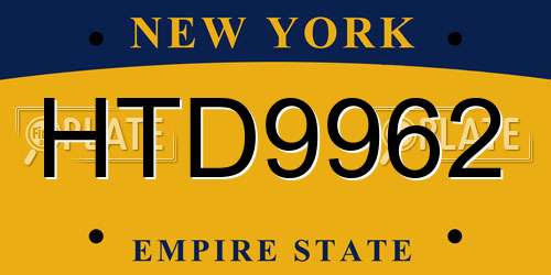 HTD9962 New York License Plate