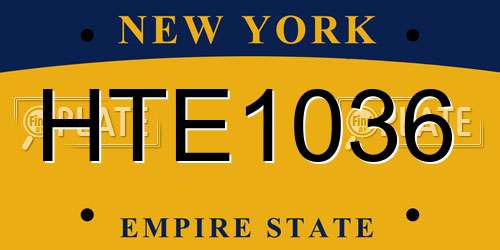 HTE1036 New York License Plate