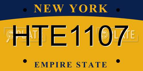 HTE1107 New York License Plate