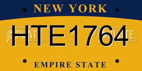 HTE1764 New York License Plate