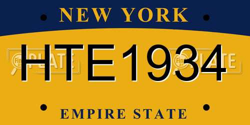 HTE1934 New York License Plate