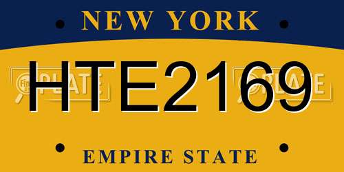 HTE2169 New York License Plate