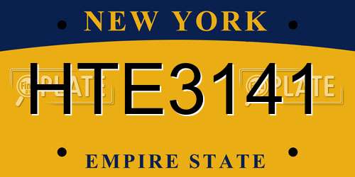 HTE3141 New York License Plate