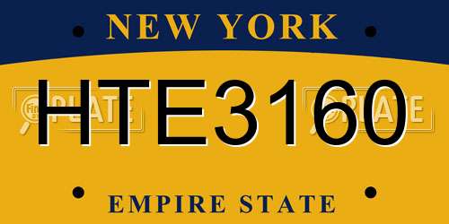 HTE3160 New York License Plate