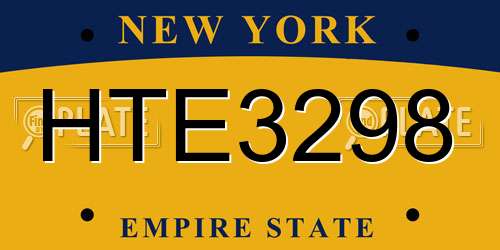 HTE3298 New York License Plate