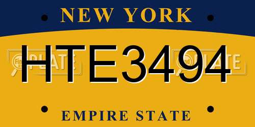 HTE3494 New York License Plate