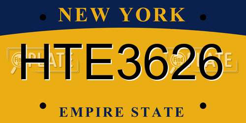 HTE3626 New York License Plate