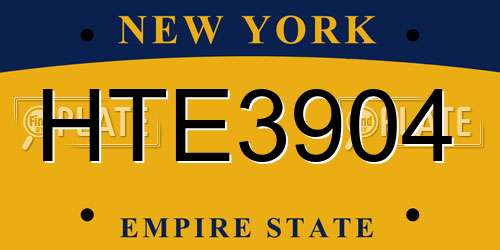 HTE3904 New York License Plate