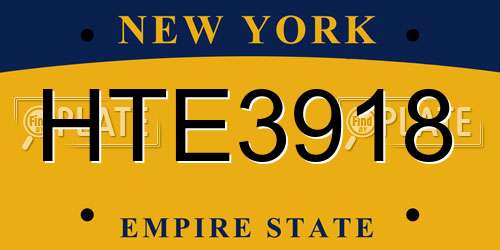 HTE3918 New York License Plate
