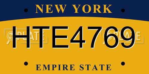 HTE4769 New York License Plate