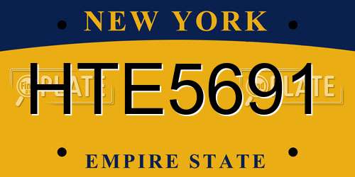 HTE5691 New York License Plate