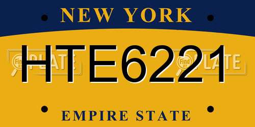 HTE6221 New York License Plate