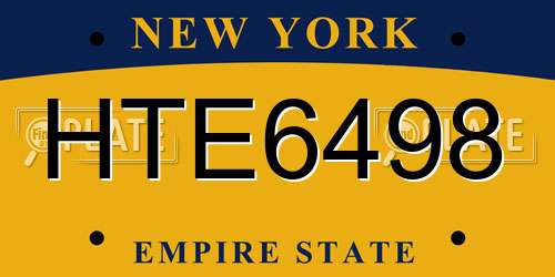 HTE6498 New York License Plate