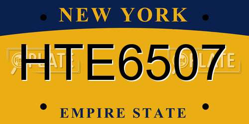HTE6507 New York License Plate