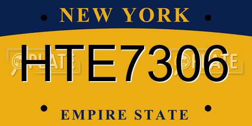 HTE7306 New York License Plate