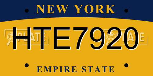 HTE7920 New York License Plate