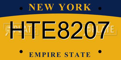 HTE8207 New York License Plate
