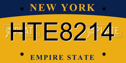 HTE8214 New York License Plate