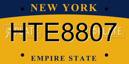 HTE8807 New York License Plate