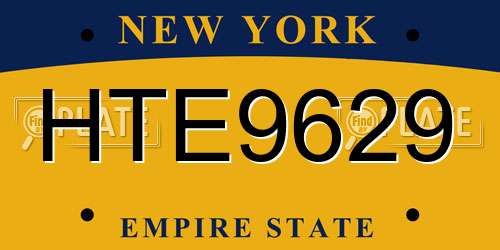 HTE9629 New York License Plate