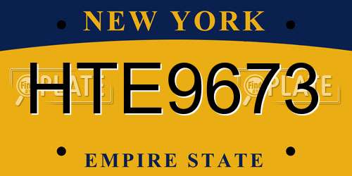 HTE9673 New York License Plate