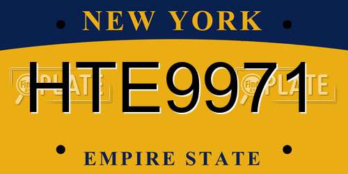 HTE9971 New York License Plate