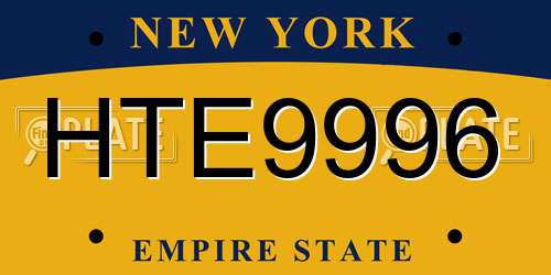 HTE9996 New York License Plate
