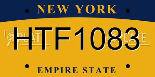 HTF1083 New York License Plate