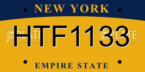 HTF1133 New York License Plate