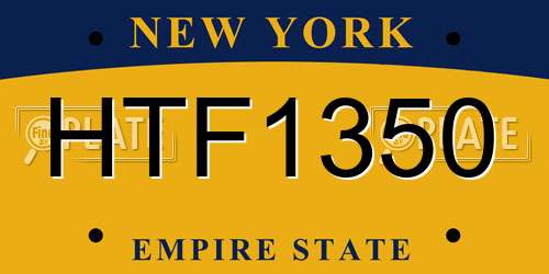 HTF1350 New York License Plate