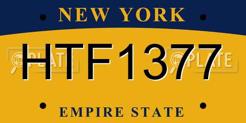HTF1377 New York License Plate