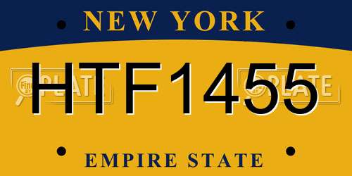 HTF1455 New York License Plate
