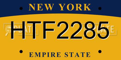 HTF2285 New York License Plate