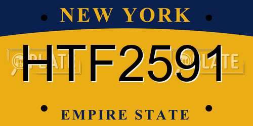 HTF2591 New York License Plate