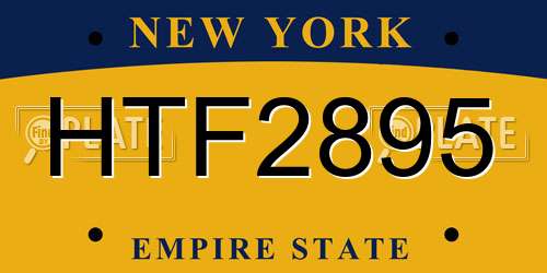 HTF2895 New York License Plate
