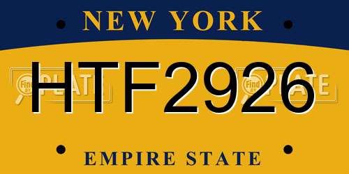 HTF2926 New York License Plate