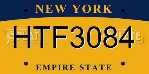 HTF3084 New York License Plate