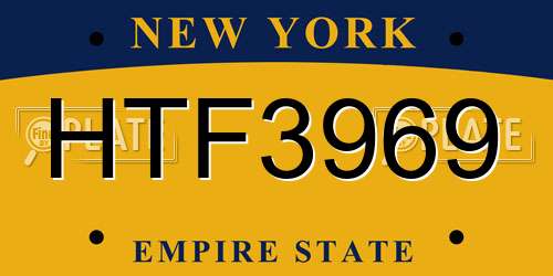 HTF3969 New York License Plate