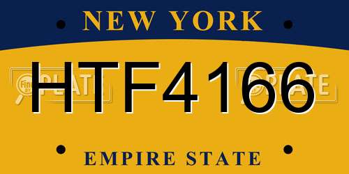 HTF4166 New York License Plate