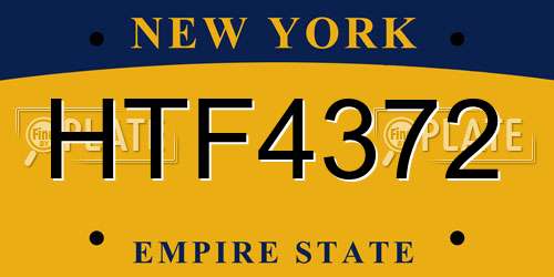 HTF4372 New York License Plate