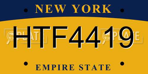 HTF4419 New York License Plate