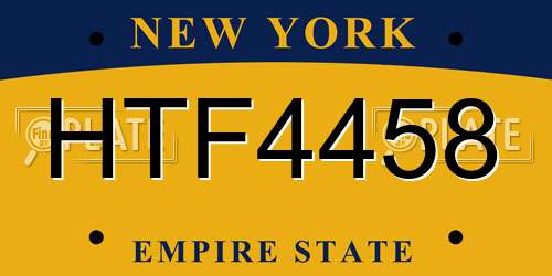HTF4458 New York License Plate