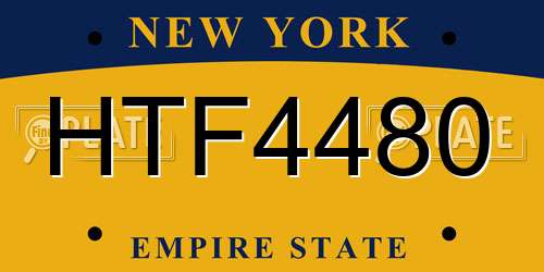 HTF4480 New York License Plate