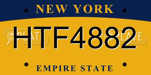 HTF4882 New York License Plate