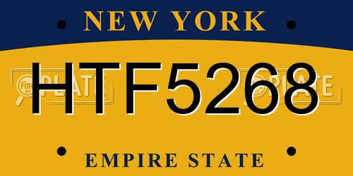 HTF5268 New York License Plate