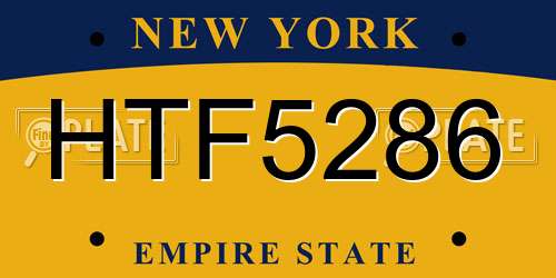 HTF5286 New York License Plate