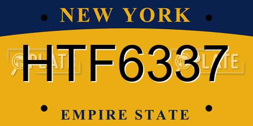 HTF6337 New York License Plate